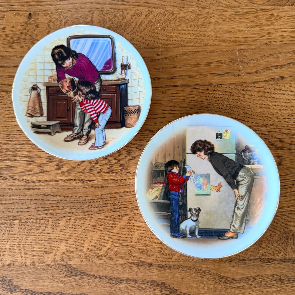 Avon Special Memories Collector Plates Tom Newsom 22K Gold 5in Vintage 1985 1986